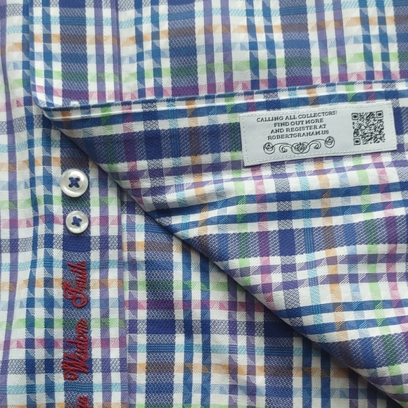 Robert Graham Classic Fit Check Plaid Button Front Shirt 2XLT Paisley Flip Cuffs - Picture 8 of 11